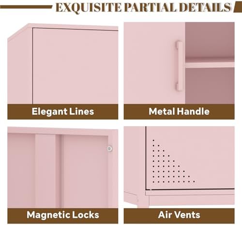 Metal Storage Cabinet, Metal Pink TV Stand - Image 4