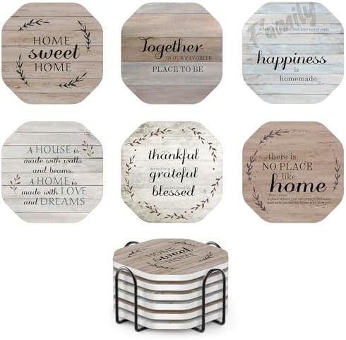 UMIRRO Absorbent Ceramic Stone Coasters Set of 6 by Umirro