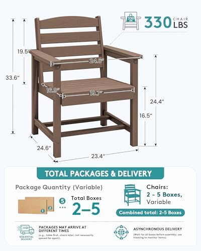 SERWALL Outdoor HDPE Dining Chairs Set of 4 - Image 3