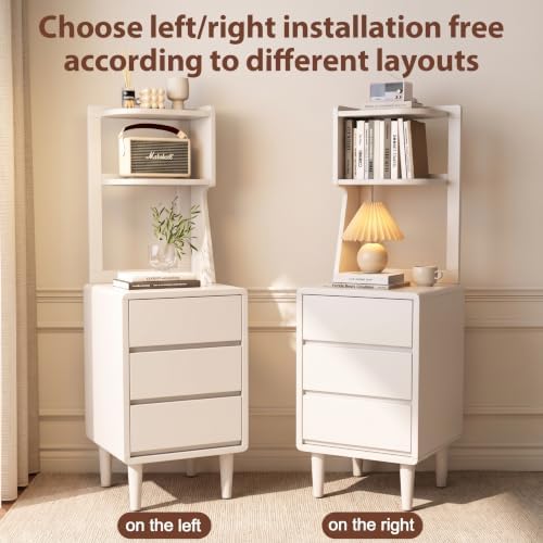 Solid Wood Bookshelf Nightstand Combo, Tall Nightstand - Image 4