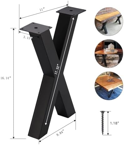 ALLCOS Bench Legs 16 Inch X-Shape Metal Bench Legs Sturdy Metal Coffee Table - Image 2