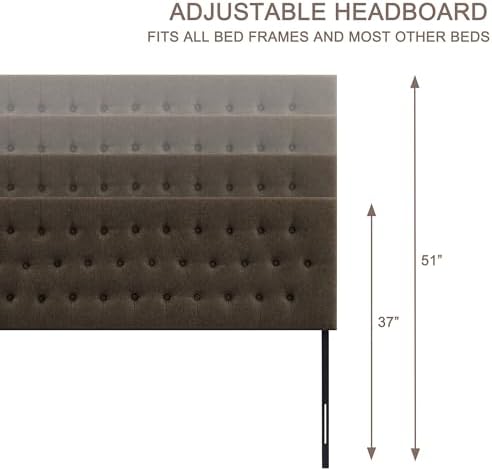Tufted Upholstered Headboard Twin Size, Adjustable Height 37- 51 in - Image 5