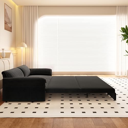 66" Sleeper Sofa Bed Queen Size, Pull Out Convertible Velvet Couch - Image 2
