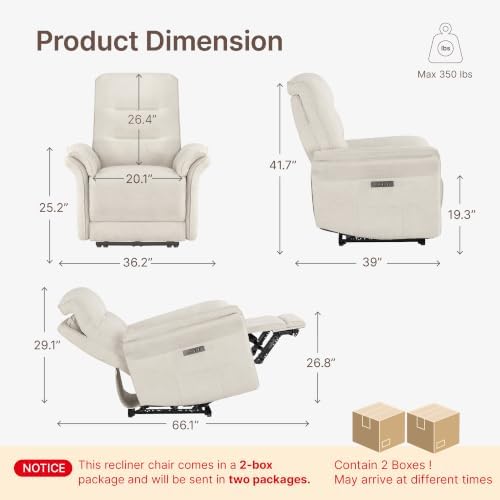 KISLOT Dual Motor Power Recliner Chair, Zero Gravity USB & Type-C - Image 2