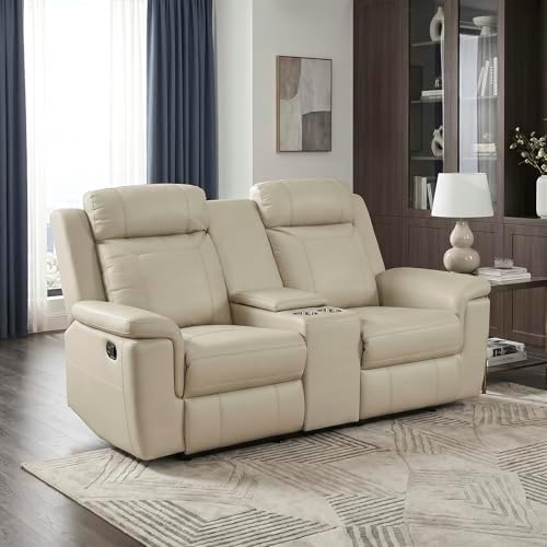 Lexicon Top Grain Leather Match Manual Double Reclining Loveseat by Lexicon