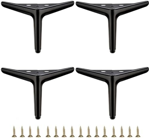 4.7 inch/12cm Matte Black Metal Furniture Legs Set of 4 by Smaxcn