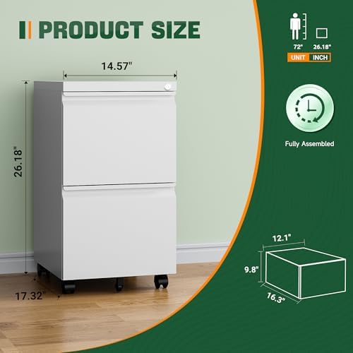 Letaya 2 Drawer Mobile File Cabinet - Image 3