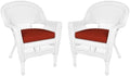 Jeco Wicker Chair with Red Cushion by Jeco