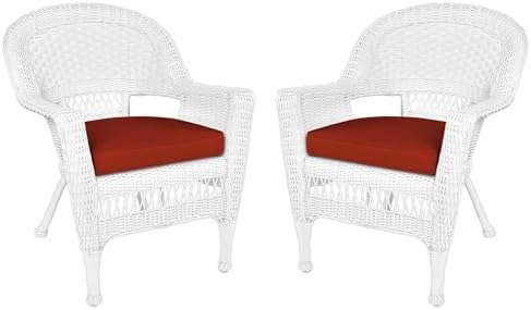 Jeco Wicker Chair with Red Cushion by Jeco