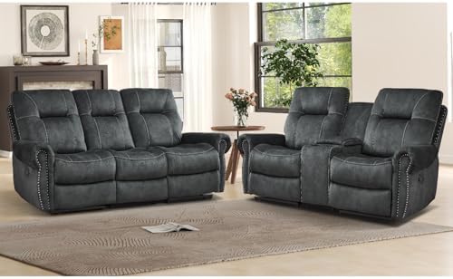 EBELLO 2 Pieces Manual Reclining Couch Furniture Set by EBELLO