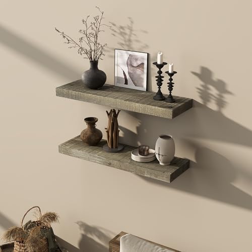 Acovy 30" Unfinished Solid Reclaimed Wood Floating Shelves, Rustic Heavy-Duty - Image 2