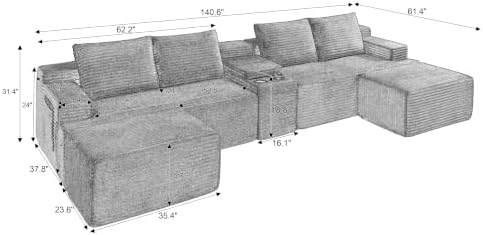 Eafurn 141" Oversized U Shaped Cloud Sectional Couches - Image 2