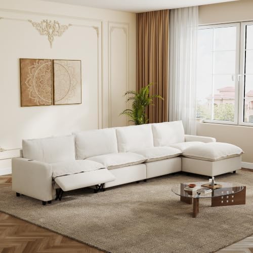 L-Shaped Power Recliner Modular Sectional Couch, 148.8 Inch Cloud Sofa by LovingAHome