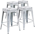 Flash Furniture Kai Commercial Grade 4 Pack 24" High Backless Distressed White by FlashFurniture