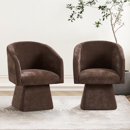 Swivel Modern Accent Chair, Luxury Fabric Upholstered Makeup Chair Comfy Barrel by HomePage