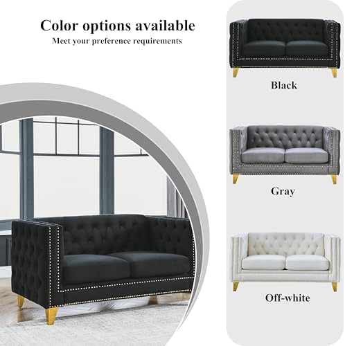58" Chesterfield Velvet 2-Seater Sofa - Image 3