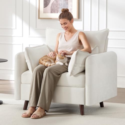 Oversized Accent Chair with Storage, Chenille Comfy Living Room Chairs with 2 by HOMYKA