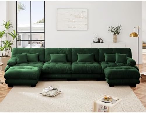 Modular Sectional Sofa for Living Room, Oversized 4 Seater Green Sectional - Image 3