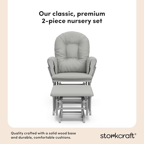 Storkcraft Premium Hoop Glider & Ottoman, Pebble Gray/Light Gray - Image 5