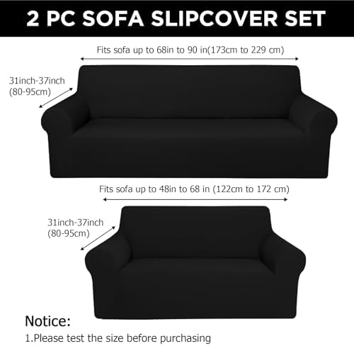 Peryiter 2 Pcs Couch and Loveseat Sofa Covers - Image 2