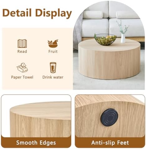 Round Coffee Table for Living Room Table, Modern Wood Coffee Table, Center Table - Image 5
