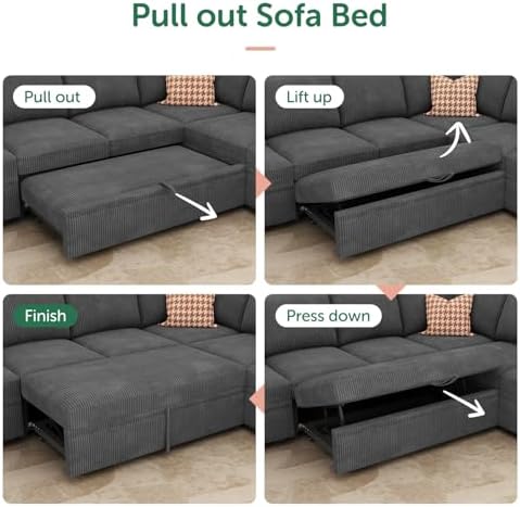 HONBAY 111'' Modular Sectional Sleeper Sofa - Image 6