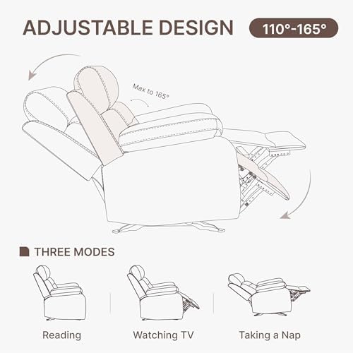 KISLOT Leather Recliner Chair Manual Sofa Rocker - Image 3