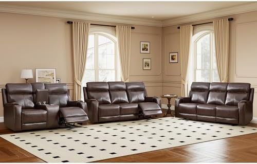 HAOMARKETS 3-Piece Top Grain Leather Electric Reclining Sofa Set by HAOMARKETS