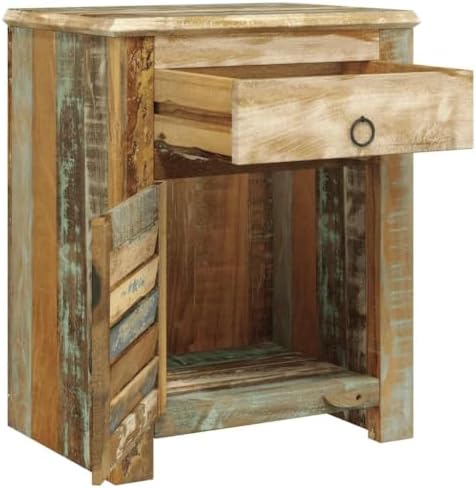 Reclaimed Wood End Table with 1 Drawer and 1 Door by Unknown