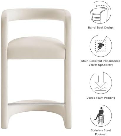 Modway Winslow Performance Velvet Counter Stool - Image 4