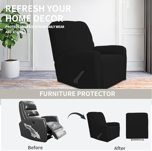 Easy-Going Stretch Recliner Chair Sofa Slipcover Washable Black - Image 4