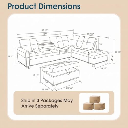 Faux Leather Sectional Couches for Living Room - Image 2