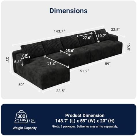 Avenco Modular Sectional Sofa, Boneless Couches - Image 2