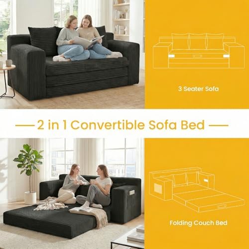 Boneless Couch, 3 Seater Boneless Couch Bed – 3-in-1 Convertible Sleeper Sofa - Image 4