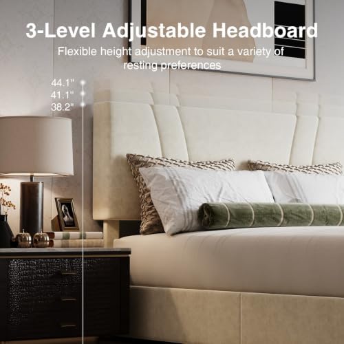 Novilla Queen Lift Up Storage Bed Frame/Charging Station/LED Light - Image 6