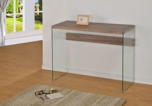 Reclaimed Wood Look/Tempered Glass Sofa Console Table Shelf by Unknown