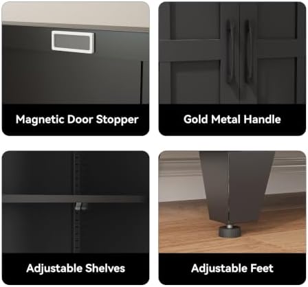 COFaR 71" Black Metal Storage Cabinet - Image 6