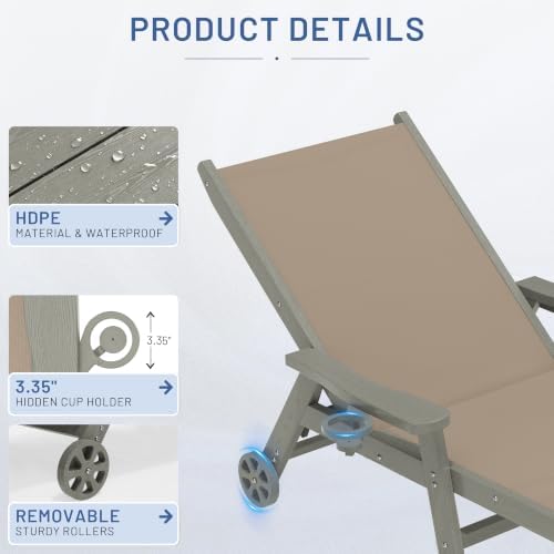 AreShark HDPE Patio Chaise Lounge Chair - Image 5