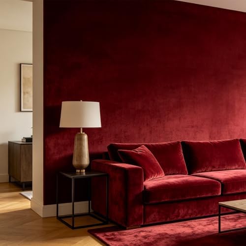 Maroon Wallpaper Self Adhesive Felt Drawer Liner 24"x237" Dark Red Flocking - Image 3