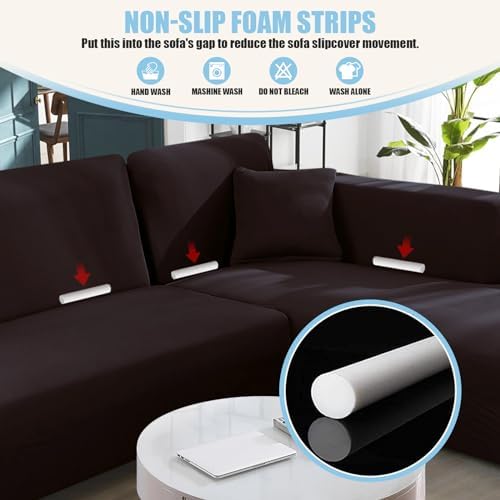 KinCam Sectional Couch Covers Stretch L Shape Sofa Covers - Image 4