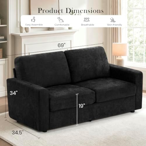 2 Pieces Chenille Sofa Sets w/Comfortable Back Cushions - Image 2
