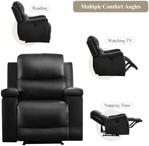 CANMOV Manual Recliner Chair, Classic Faux Leather Recliner Chair - Image 4