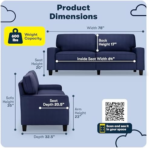 Serta Palisades 78" Track Arm Sofa, Easy Care Polyester, Soft Pillow Back - Image 2
