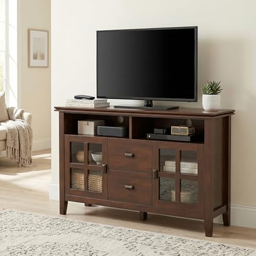 SIMPLIHOME Artisan 48" Wide Solid Wood TV Stand in Russet Brown - Image 2