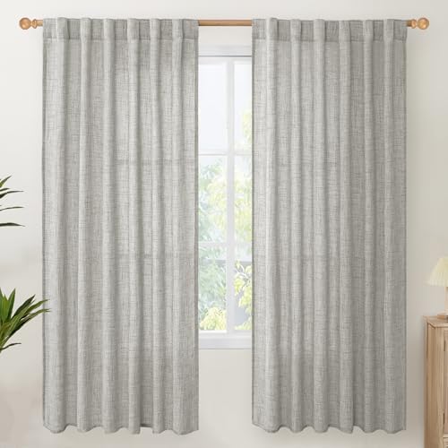 YoungsTex Dark Grey Linen Curtains 78 Inch Length by YoungsTex