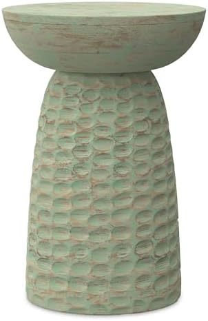 SIMPLIHOME Boyd 13" Wide Solid Wood Round End Table in Green Wash - Image 6