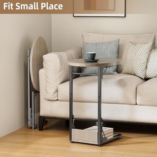 Elbourn Folding Side Table End Couch Tables, C-Shaped TV Stand - Image 7