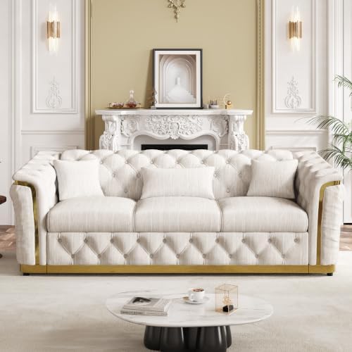 84.8"Velvet Chesterfield Sofa by DAMAIFROMFURNITURE