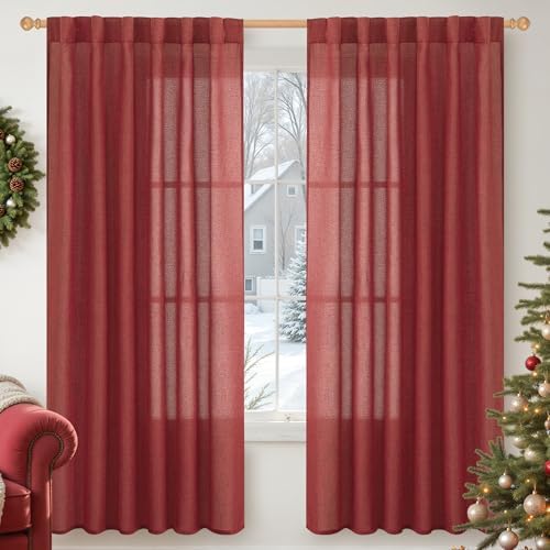 YoungsTex Burgundy Red Linen Curtains by YoungsTex