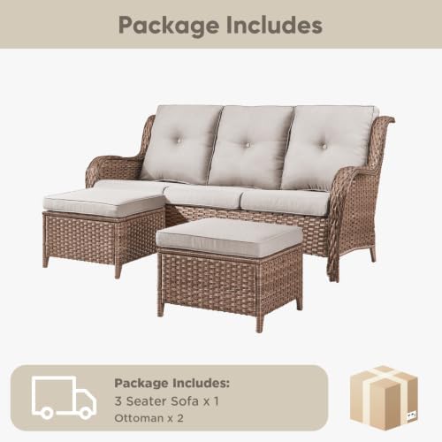 Belord 3-Piece PE Wicker Outdoor Sofa - Image 5